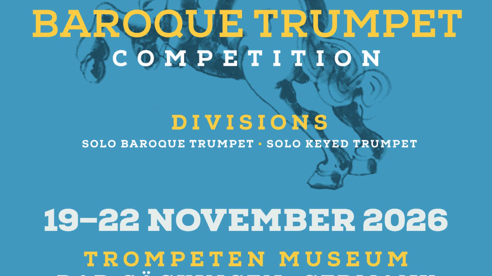 Plakat: Third International Altenburg Baroque Trumpet Competition, 19.–22. November 2026, Trompetenmuseum Bad Säckingen