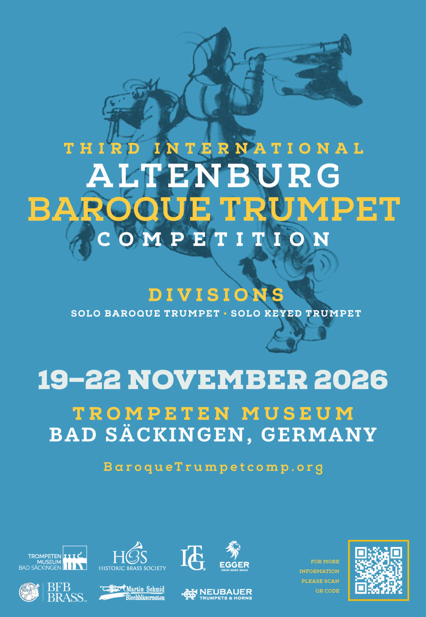 Plakat: Third International Altenburg Baroque Trumpet Competition, 19.–22. November 2026, Trompetenmuseum Bad Säckingen